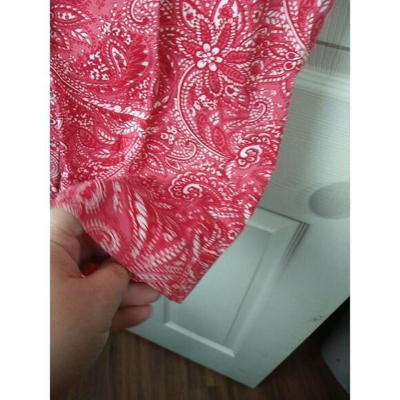 Talbots Woman 8 Pants Cropped Heritage Pink Paisley Side Zip Straight Leg - Picture 5 of 8